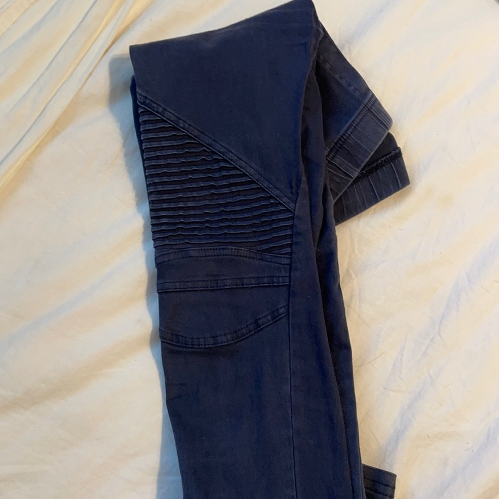 Navy twill moto legging